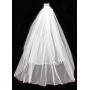 Veil - Plain Tulle - Double Layer with Zig-zag Hem Stitches  - 36" - VL-8901-36-WT